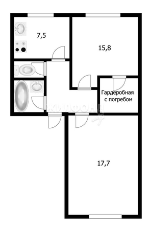 
   Продам 2-комнатную, 51.6 м², Мира ул, 38

. Фото 11.