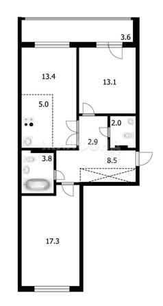 
   Продам 3-комнатную, 66.1 м², 3-й микрорайон, 25/1

. Фото 2.