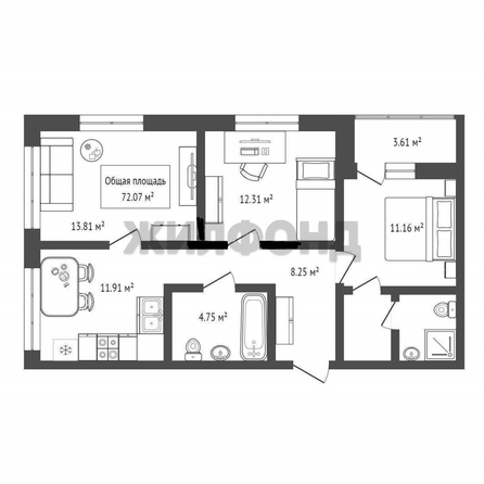 
  Продается 3-комн. квартира, 67.9 м², ЖК Akadem Klubb, дом 4
. Фото 23.