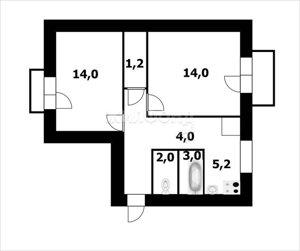 
   Продам 2-комнатную, 47.4 м², Крылова ул, 69

. Фото 2.