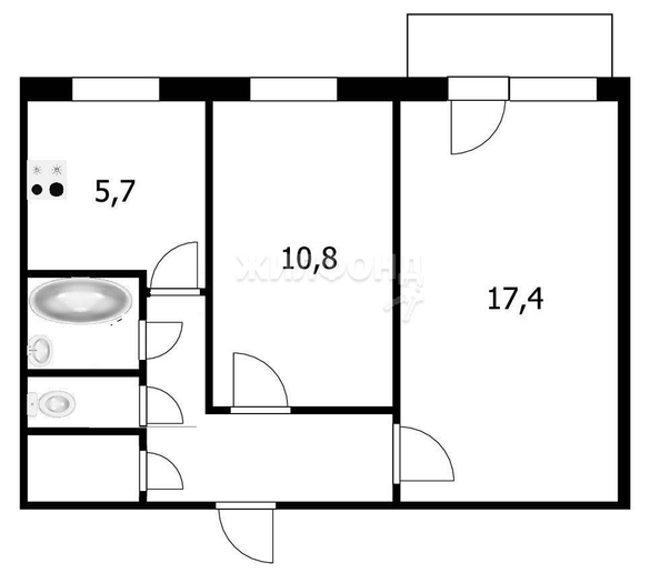 
   Продам 2-комнатную, 43.7 м², Микрорайон ул, 17

. Фото 6.