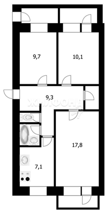 
   Продам 3-комнатную, 59.8 м², Бориса Богаткова ул, 199

. Фото 27.