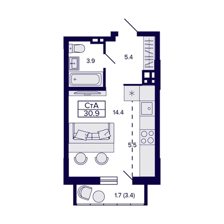 
   Продам студию, 30.9 м², Gorizont (Горизонт)

. Фото 1.