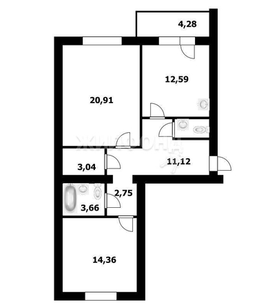 
   Продам 2-комнатную, 65.55 м², Есенина ул, 67

. Фото 16.