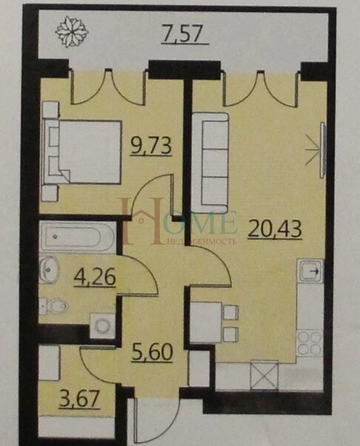 
  Сдам посуточно в аренду 2-комнатную квартиру, 44.06 м², Новосибирск

. Фото 7.