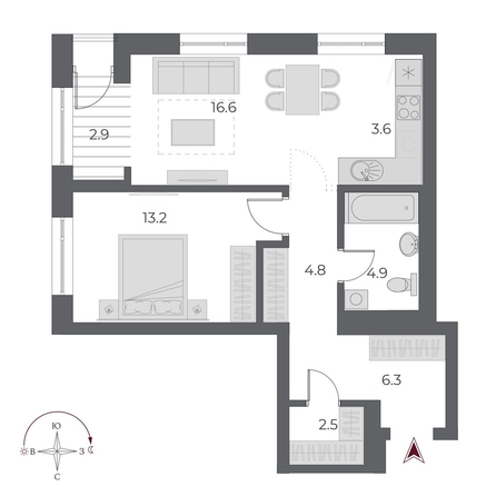 
  Продается 2-комн. квартира, 54.7 м², ЖК ОСКАР, дом 1
. Фото 1.
