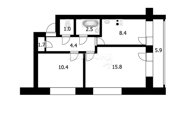 
   Продам 2-комнатную, 44.2 м², Магистральная ул, 31

. Фото 3.