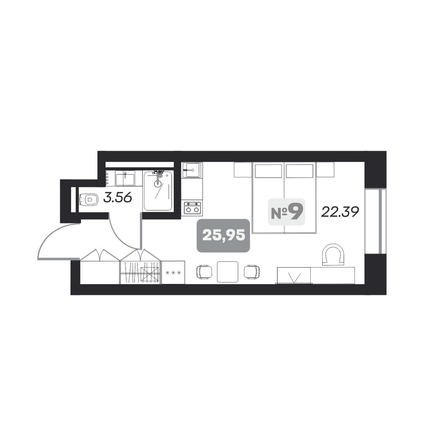 
   Продам апартамент, 25.95 м², АЭРОН, секция А

. Фото 6.