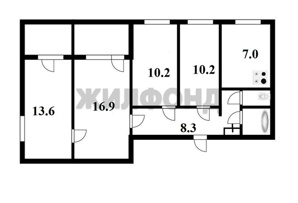 
   Продам 4-комнатную, 69.9 м², Невельского ул, 85

. Фото 11.