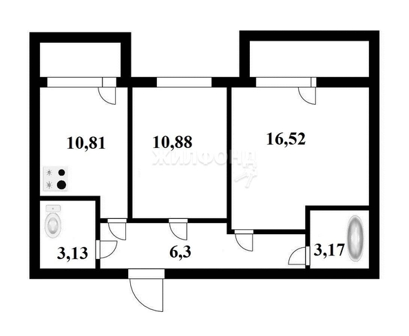 
   Продам 2-комнатную, 50.8 м², Закаменский мкр, 12

. Фото 1.