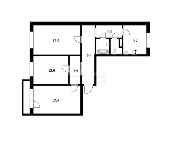 
   Продам 3-комнатную, 78.5 м², Полярная ул, 17

. Фото 1.