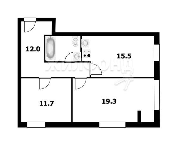 
   Продам 2-комнатную, 63.1 м², Железнодорожная ул, 15

. Фото 3.