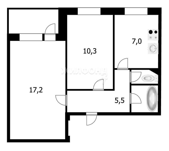 
   Продам 2-комнатную, 43.5 м², Полтавская ул, 43

. Фото 4.