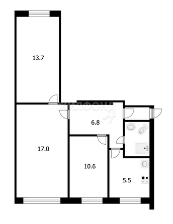 
   Продам 3-комнатную, 56.6 м², Трудовая ул, 15

. Фото 21.