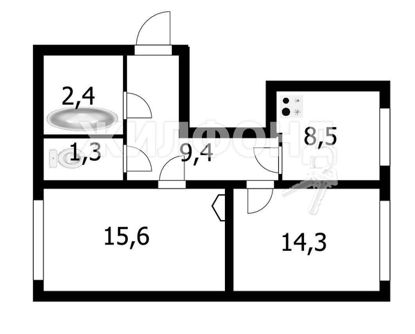 
   Продам 2-комнатную, 52 м², Ельцовская ул, 7

. Фото 11.