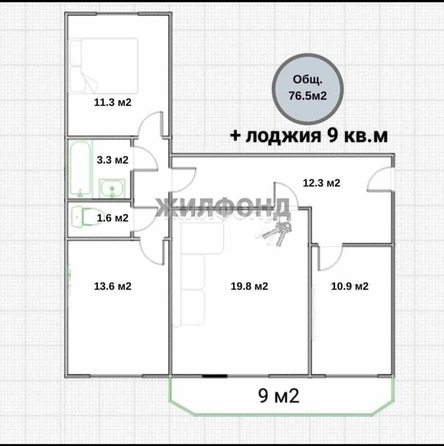 
   Продам 3-комнатную, 76.5 м², Олеко Дундича ул, 15

. Фото 14.