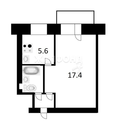 
   Продам 1-комнатную, 27.8 м², Весенняя ул, 16

. Фото 16.