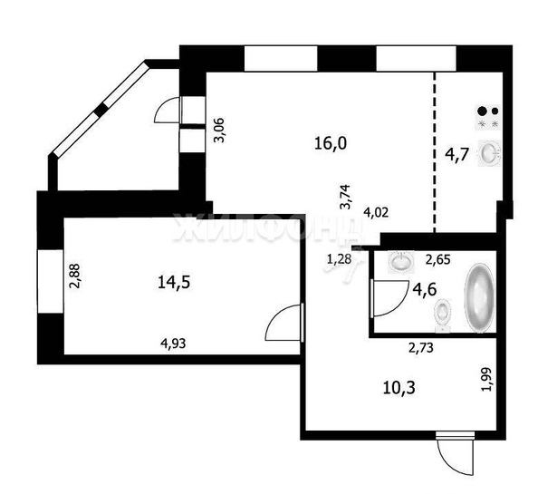 
   Продам 2-комнатную, 55.5 м², Междуреченская ул, 3

. Фото 26.