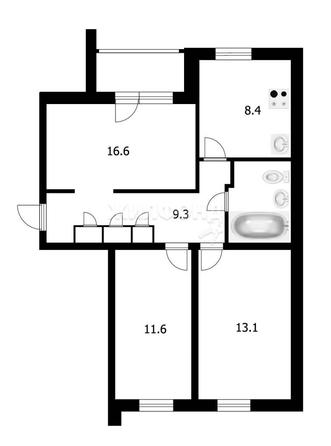 
   Продам 3-комнатную, 65.8 м², Ольги Жилиной ул, 73

. Фото 3.