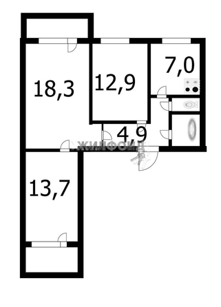 
   Продам 3-комнатную, 60.4 м², Красный пр-кт, 87/2

. Фото 11.