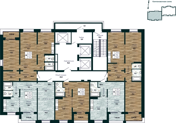 
   Продам 2-комнатную, 73.7 м², Галактика, дом 4 Марс

. Фото 1.