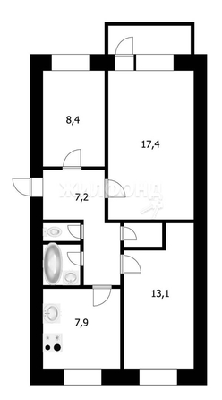 
   Продам 3-комнатную, 58.6 м², Вертковская ул, 39/1

. Фото 16.