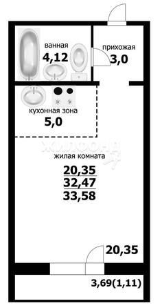 
   Продам студию, 32.5 м², Плющихинская ул, 1

. Фото 17.