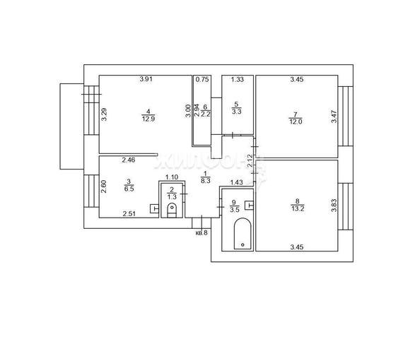 
   Продам 3-комнатную, 63.2 м², Советская ул, 44

. Фото 23.