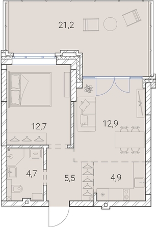 
   Продам 1-комнатную, 61.9 м², Тайм Сквер

. Фото 19.