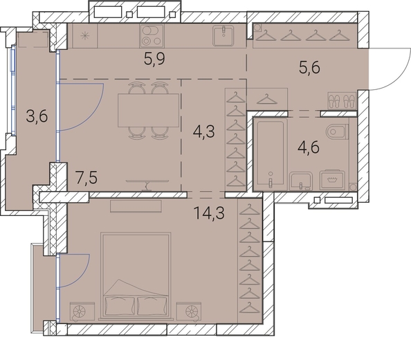 
   Продам 1-комнатную, 45.8 м², Тайм Сквер

. Фото 19.