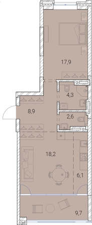 
   Продам 1-комнатную, 67.7 м², Тайм Сквер

. Фото 19.