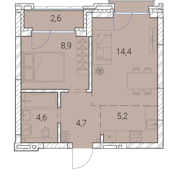 
   Продам 1-комнатную, 40.4 м², Тайм Сквер

. Фото 19.