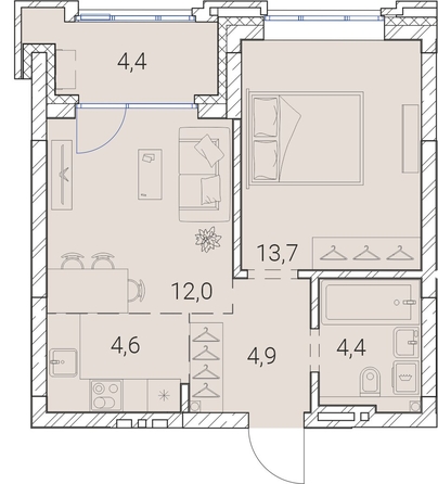 
   Продам 1-комнатную, 44 м², Тайм Сквер

. Фото 38.