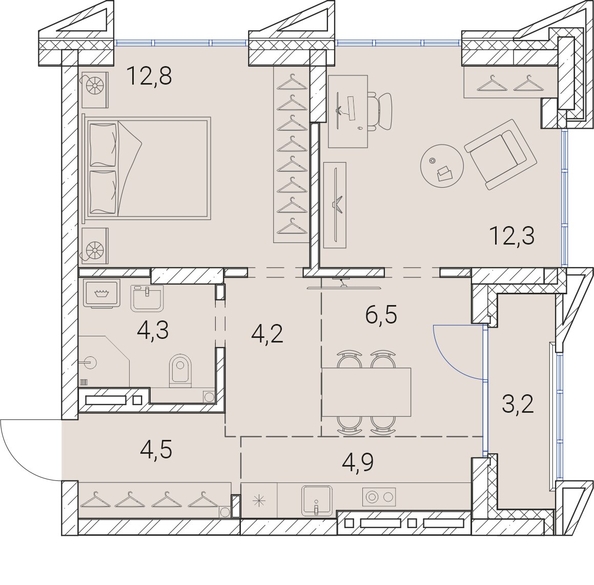 
   Продам 2-комнатную, 52.7 м², Тайм Сквер

. Фото 19.