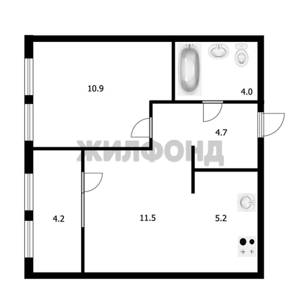 
   Продам 2-комнатную, 40.5 м², 3-й микрорайон, 2

. Фото 11.