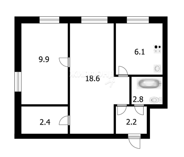 
   Продам 2-комнатную, 42 м², ЖКО Аэропорта ул, 11

. Фото 11.