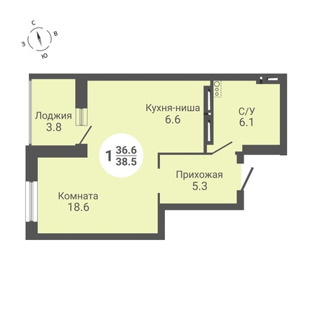 
   Продам студию, 38.5 м², Петухова ул, 172

. Фото 1.