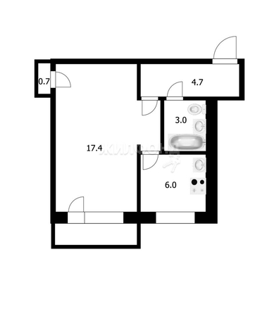 
   Продам 1-комнатную, 31.8 м², Блюхера ул, 52

. Фото 1.