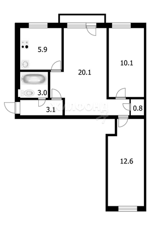 
   Продам 3-комнатную, 56.4 м², Блюхера ул, 52

. Фото 14.