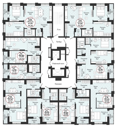 
   Продам 3-комнатную, 73 м², Одоевский, дом 3

. Фото 1.