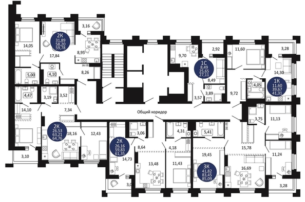 
   Продам 2-комнатную, 61.35 м², Первый на Рябиновой

. Фото 1.