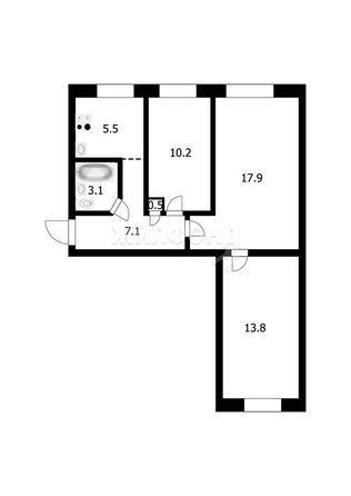 
   Продам 3-комнатную, 58.1 м², Новоуральская ул, 25а

. Фото 12.