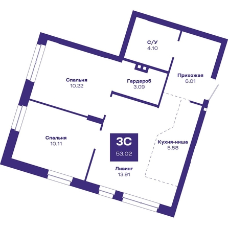 
   Продам 3-комнатную, 53.02 м², Базилик, дом 2

. Фото 1.