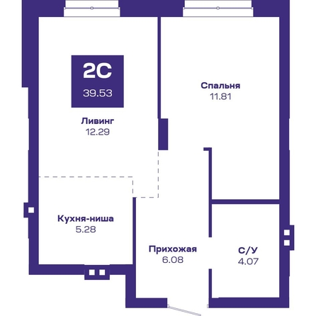 
   Продам 2-комнатную, 39.53 м², Базилик, дом 2

. Фото 1.