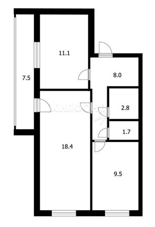 
   Продам 2-комнатную, 51.5 м², Дивногорская ул, 150/1

. Фото 2.