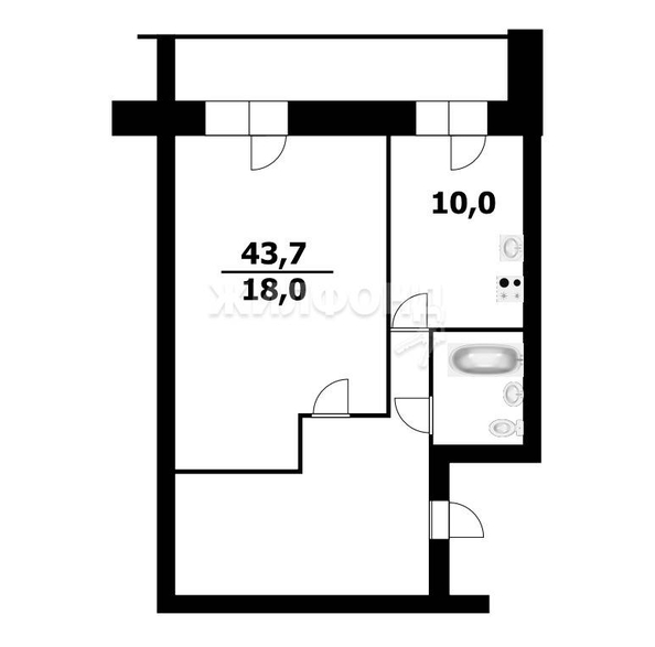 
   Продам 1-комнатную, 43.7 м², Романтиков ул, 7

. Фото 8.