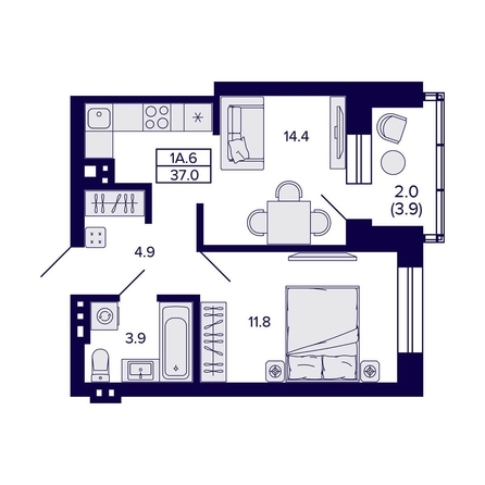 
   Продам 1-комнатную, 37 м², Сподвижники

. Фото 1.