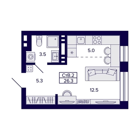 
   Продам студию, 26.3 м², Сподвижники

. Фото 1.