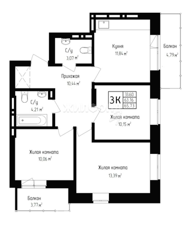 
   Продам 3-комнатную, 63.6 м², Аэропорт ул, 55/1

. Фото 8.