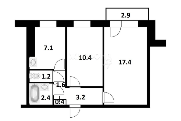 
   Продам 2-комнатную, 43.9 м², Троллейная ул, 22

. Фото 9.